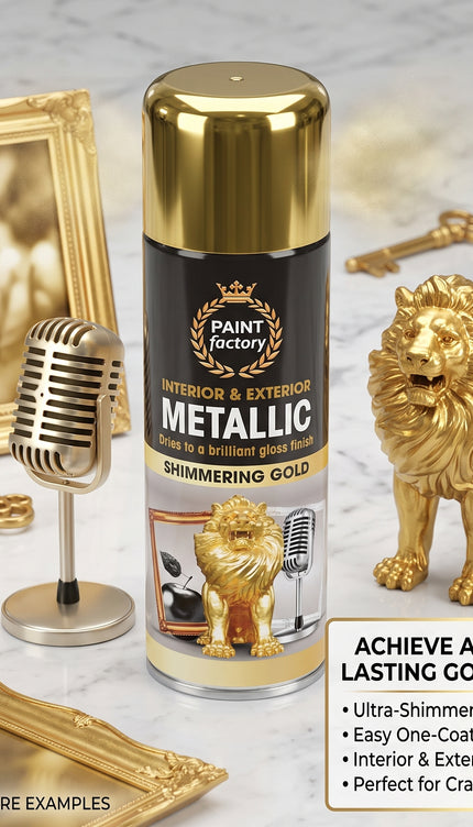 METALLIC GOLD SPRAY PAINT 400ML ALL-PURPOSE AEROSOL FOR WOOD METAL PLASTIC