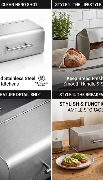 Steel Bread Bin Silver Satin Finish – Bread, Rolls & Bagel Storage Container