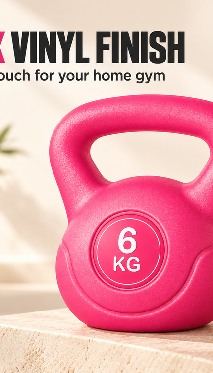 6KG Pink Vinyl Coated Kettlebell – Home Gym Strength Training