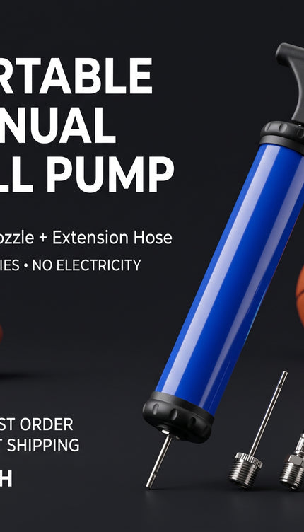 Portable Ball Pump Air Inflator with Needle Nozzle & Extension Hose, Manual Hand Pump for Football, Basketball, Sports Balls & Small Inflatables, Pack of 1