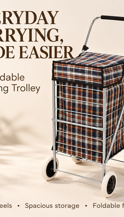 Folding Shopping Trolley Cart 4 Wheel With 60L