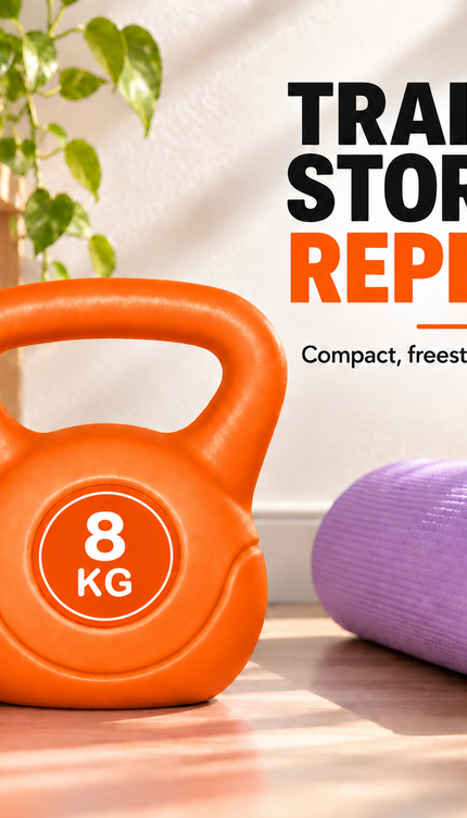 8KG Orange Vinyl Coated Kettlebell – Home Gym Exercise Weight