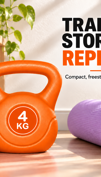 4KG Orange Vinyl Coated Kettlebell – Home Gym Exercise Weight