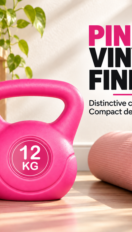 Kettlebell Weights 12KG Pink Vinyl Coated Cement