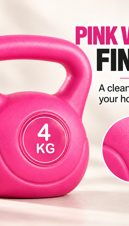 4KG Pink Vinyl Kettlebell for Home Gym Training