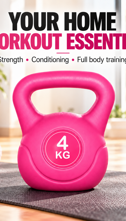 4KG Pink Vinyl Kettlebell for Home Gym Training