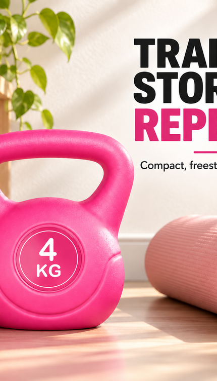 4KG Pink Vinyl Kettlebell for Home Gym Training