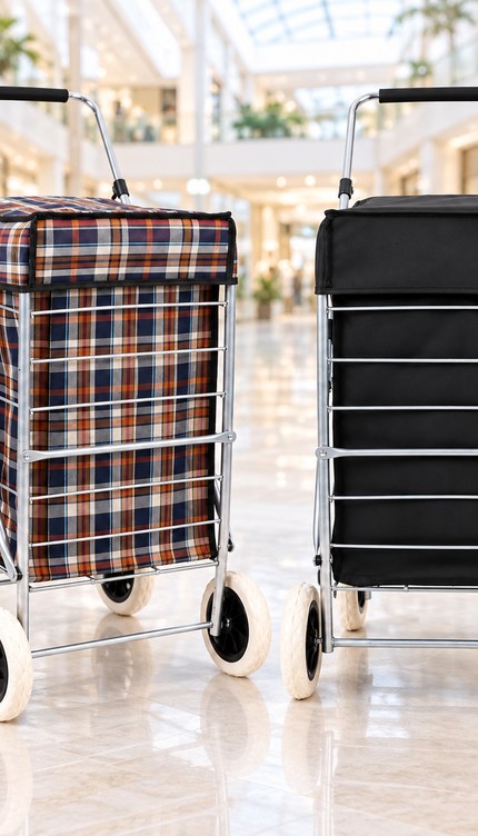 Folding Shopping Trolley Cart 4 Wheel With 60L