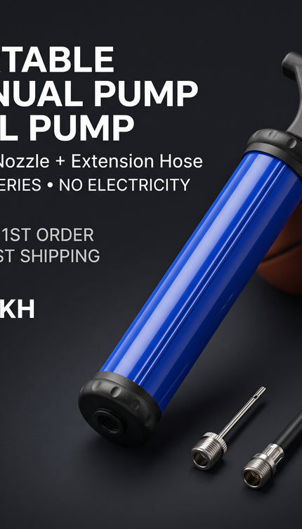 Portable Ball Pump Air Inflator with Needle Nozzle & Extension Hose, Manual Hand Pump for Football, Basketball, Sports Balls & Small Inflatables, Pack of 1