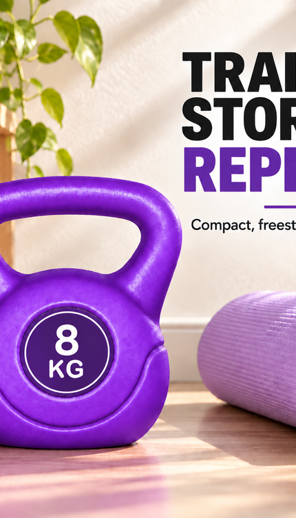Purple Vinyl Coated Kettlebell – 8KG