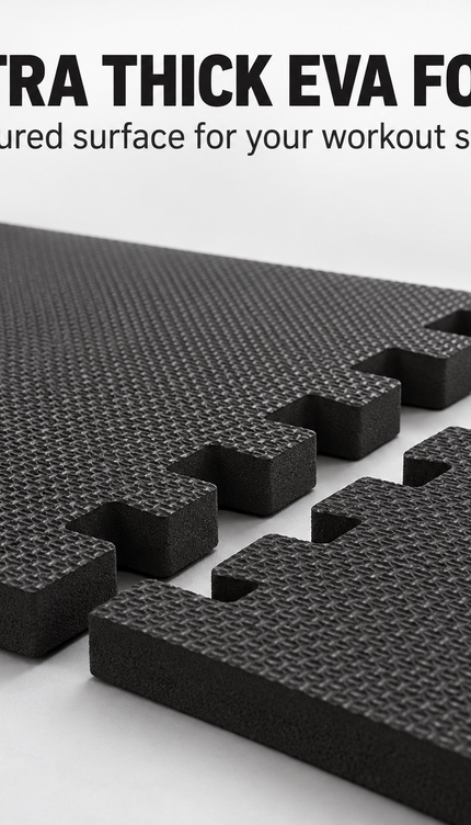 Black Interlocking Foam Gym & Yoga Mats – 60 × 60cm, Pack of 16