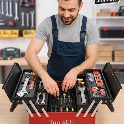Tool Box Heavy Duty Metal Cantilever 3 Tray Storage Large ToolBox 20kg Capacity