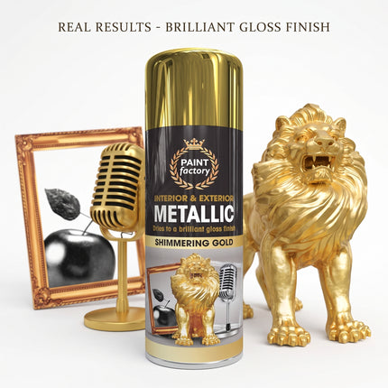 METALLIC GOLD SPRAY PAINT 400ML ALL-PURPOSE AEROSOL FOR WOOD METAL PLASTIC