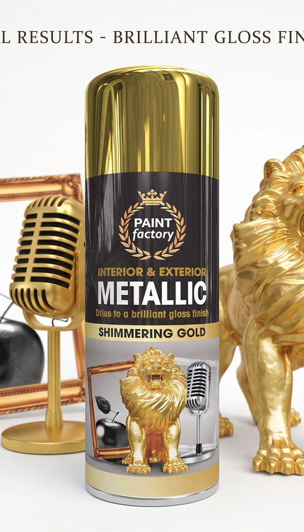 METALLIC GOLD SPRAY PAINT 400ML ALL-PURPOSE AEROSOL FOR WOOD METAL PLASTIC