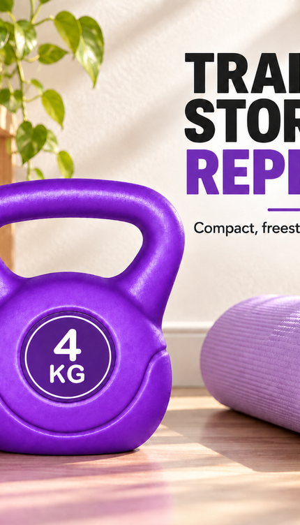 Purple Vinyl Coated Kettlebell – 4KG