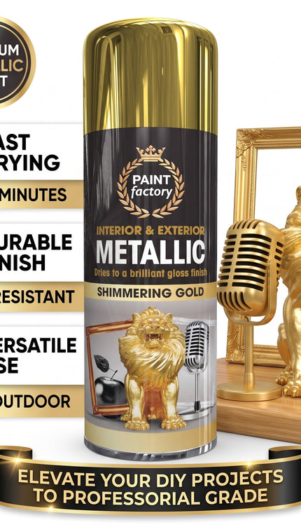 METALLIC GOLD SPRAY PAINT 400ML ALL-PURPOSE AEROSOL FOR WOOD METAL PLASTIC