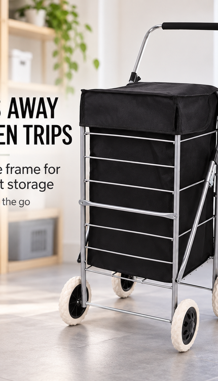 Folding Shopping Trolley Cart 4 Wheel With 60L
