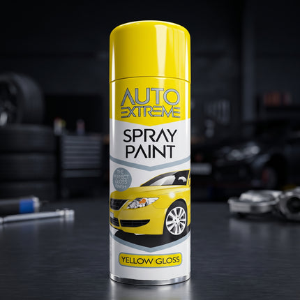 Auto Extreme Spray Paint 250ml Yellow Gloss – Aerosol Paint for Metal, Wood, Plastic, Glass, Bikes & Vans