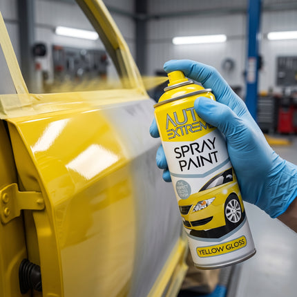Auto Extreme Spray Paint 250ml Yellow Gloss – Aerosol Paint for Metal, Wood, Plastic, Glass, Bikes & Vans