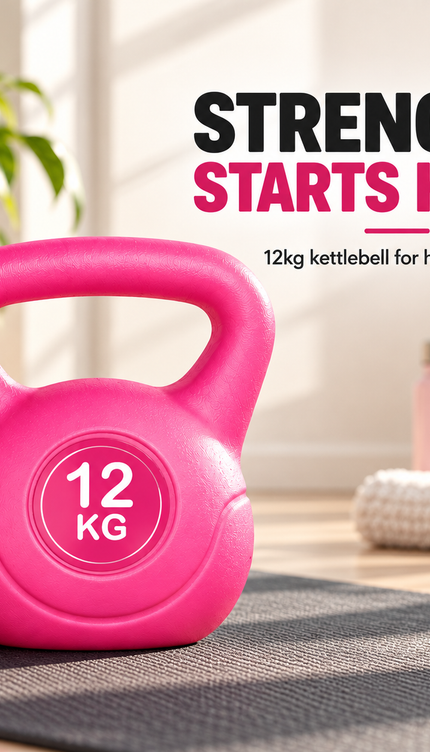 Kettlebell Weights 12KG Pink Vinyl Coated Cement