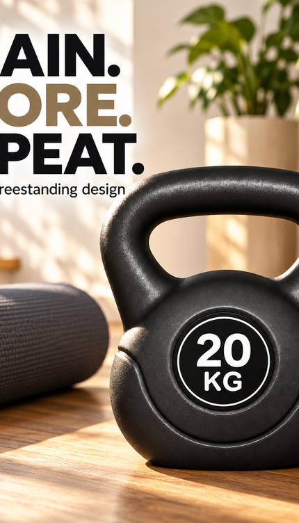 20KG Black Vinyl Coated Kettlebell – Home Gym Weight