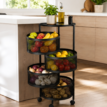 5 Tier Round Rotating Storage Trolley