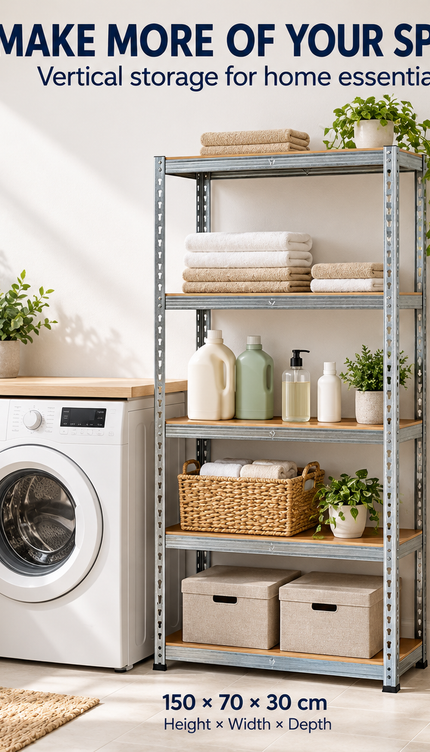 5 Tier Steel Garage Shelving – Silver, Pack of 3