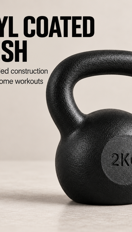 Kettlebell Weights 2KG Black Vinyl Coated Cement