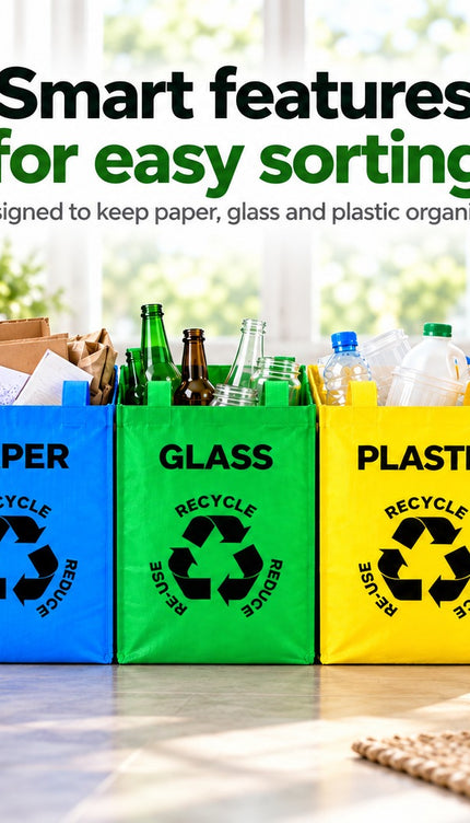 3-Compartment Reusable Recycling Bags