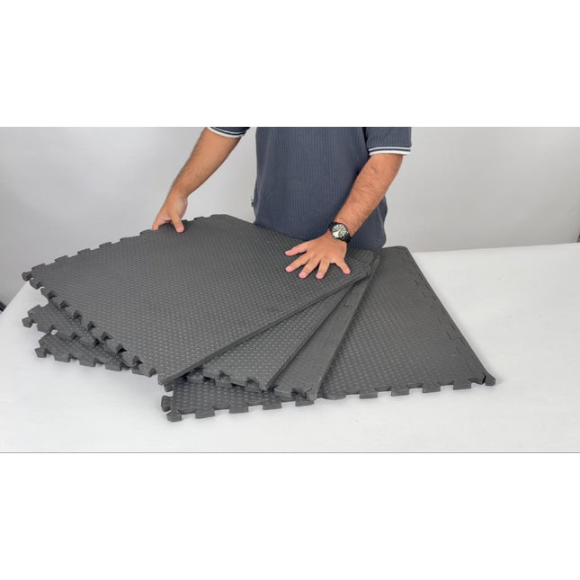 Black Interlocking Foam Gym & Yoga Mats – 60 × 60cm, Pack of 8