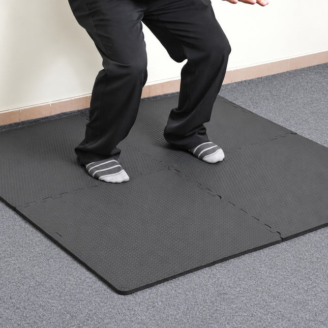 Black Interlocking Exercise Mats – 24 Pack, 60×60cm