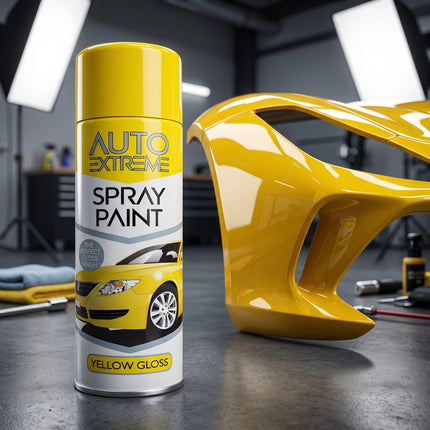 Auto Extreme Spray Paint 250ml Yellow Gloss – Aerosol Paint for Metal, Wood, Plastic, Glass, Bikes & Vans