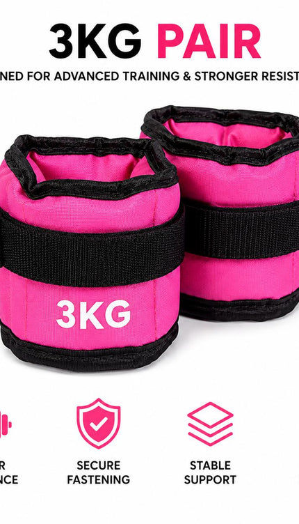 Pink Adjustable Ankle & Wrist Weights – Pair (0.5kg–3kg)
