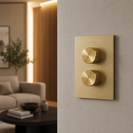 Universal Dimmer Light Switch Knob Polished Brass Gold Replacement Rotary Control Dial for Lamps Wall Switches Home Lighting Repair Accessory Easy Fit Durable Decorative Hardware Classic Round Design