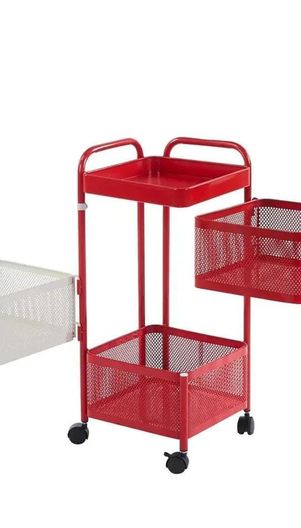 4 Tier Rotating Storage Trolley – Red & White