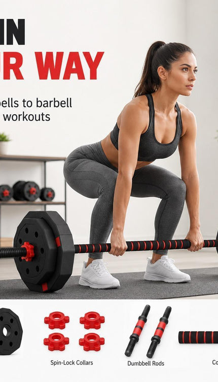 2-in-1 Adjustable Octagonal Dumbbell & Barbell Set 10–50kg
