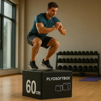 Plyometric Jumping Box Black 60cm Soft Foam Stackable Plyo Box Exercise Training Fitness Gym Equipment for Home Crossfit Strength Conditioning Jump Training Safe Durable Design