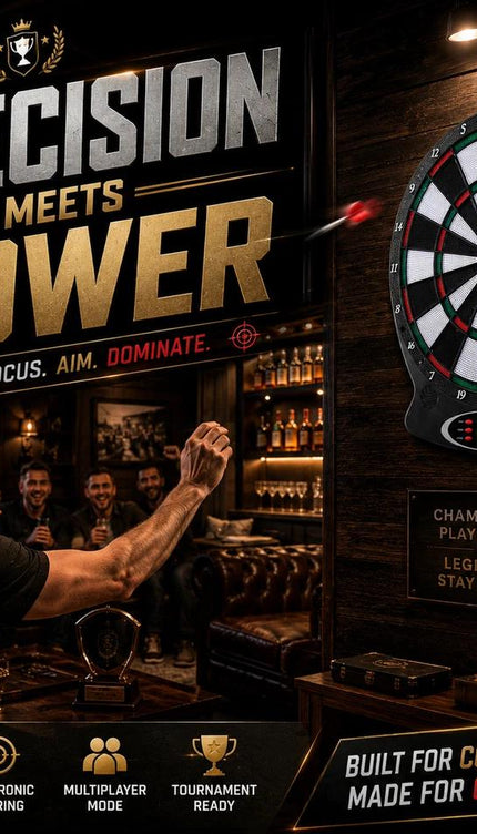 43cm Electronic Dart Board Digital Scoring Display with 6 Darts Family Indoor Pub Game