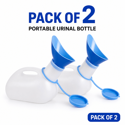 Unisex Portable Urinal Bottle 1L with Lid & Funnel Reusable Travel Pee Container for Patients, Elderly, Camping & Emergency Use