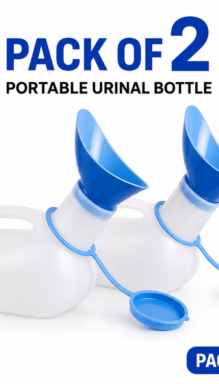 Unisex Portable Urinal Bottle 1L with Lid & Funnel Reusable Travel Pee Container for Patients, Elderly, Camping & Emergency Use