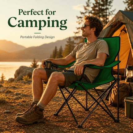 Portable Folding Camping Chair, Lightweight Polyester & Steel Outdoor Chair for Garden, Beach & Picnic