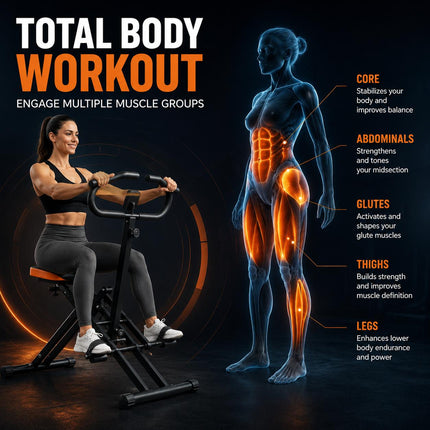 Horse Riding Exercise Machine | Adjustable Ab Trainer Fitness Bike Machine For Home Gym Cardio & Core Workout