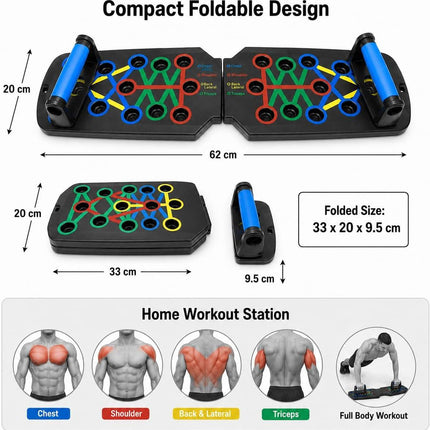 Push Up Board 14 in 1 Foldable Press Up Board, Multi Function Home Workout Equipment for Men Women, Strength Training Push Up Stand for Chest Shoulders Triceps