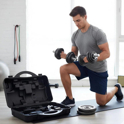 15-50kg Cast Iron Adjustable Dumbbell Weight Barbell Set for Men Women Home Gym Fitness Strength Training Muscle Building Exercise Equipment Indoor Workout