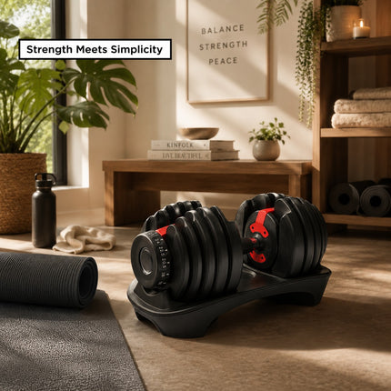 Adjustable Quick Dial Dumbbell 24kg, Selectable Weight Training Dumbbell for Home Gym, Space-Saving Strength Exercise Equipment for Men and Women