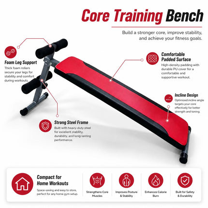 Adjustable Sit-Up Bench with Reverse Crunch Handles – Core & Ab Workout Bench