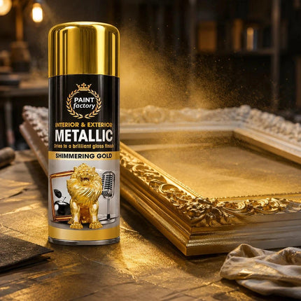 Metallic Gold Spray Paint 400ml Fast Dry Aerosol Paint For Wood Metal Plastic Multi Surface Smooth Finish