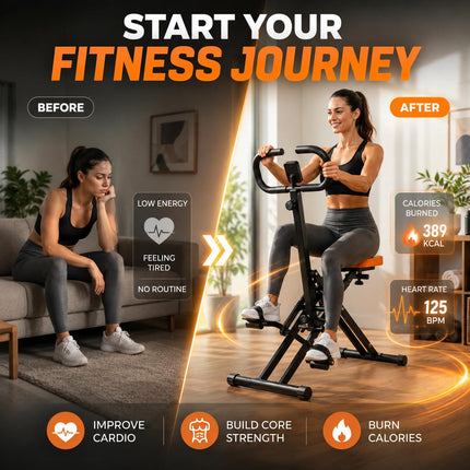 Horse Riding Exercise Machine | Adjustable Ab Trainer Fitness Bike Machine For Home Gym Cardio & Core Workout