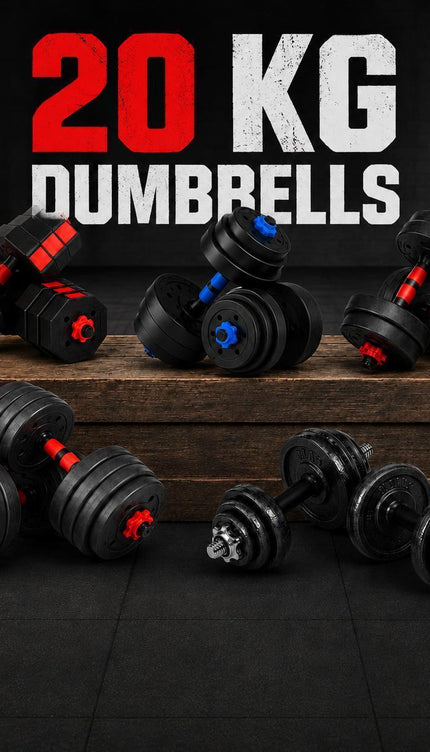 20kg 6-in-1 Adjustable Dumbbell Barbell & Kettlebell Set