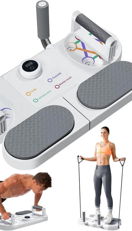 3-in-1 Portable Push Up Board with Bands & Counter